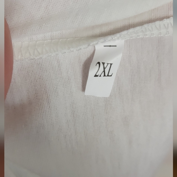 Shoulder Out Blouse Long Striped Sleeve 2XL Heart on Front - Picture 4 of 5